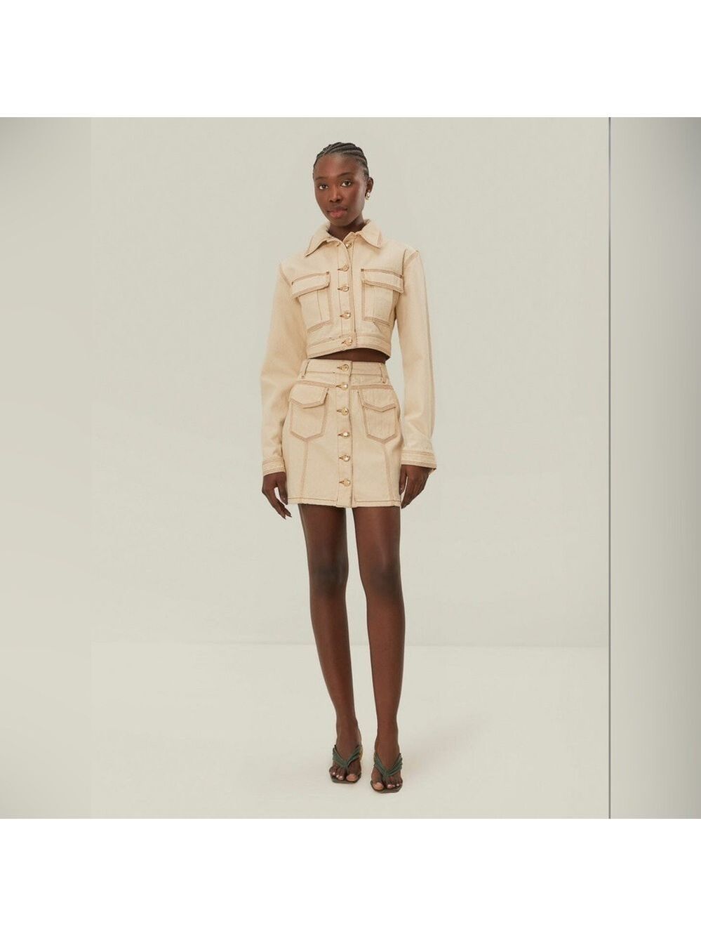Farm Rio Off-White Gabardine Cropped Jacket - Picture 3 of 6